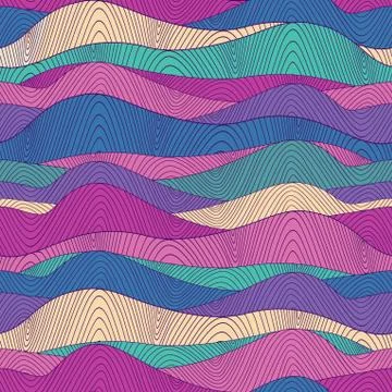 Seamless abstract hand-drawn waves pattern, wavy background. seamless pattern Illustrazione stock