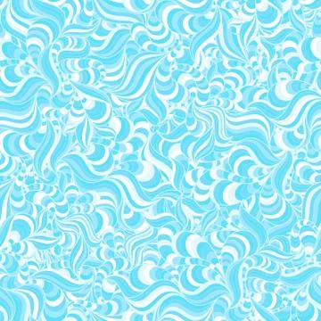 Seamless abstract hand-drawn waves blue pattern Stock Illustration