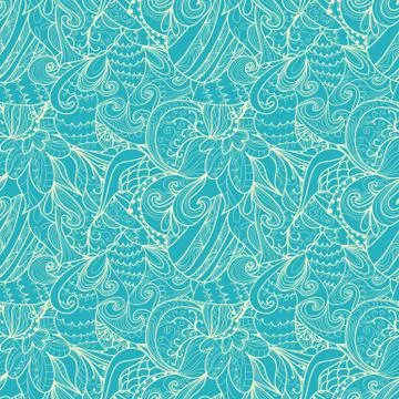 Seamless abstract hand-drawn waves pattern Illustrazione stock