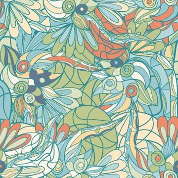 Seamless abstract hand-drawn waves pattern Stock Illustration