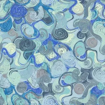 Seamless abstract hand-drawn waves pattern Stock Illustration