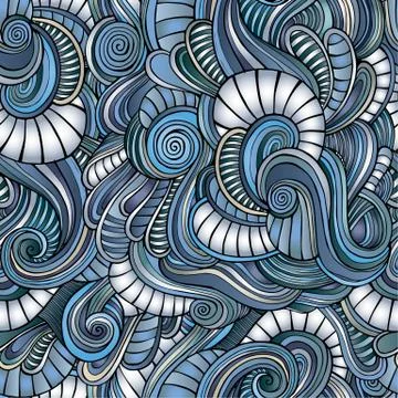 Seamless abstract hand-drawn waves pattern Illustrazione stock