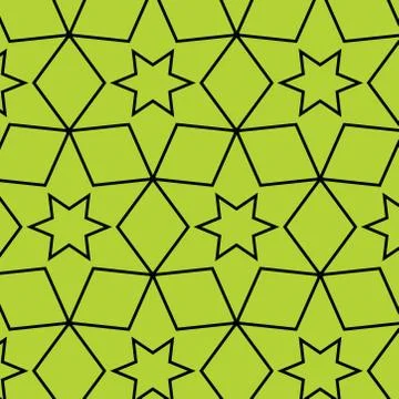 Seamless abstract hexagonal geometric pattern on green background. Stock Illustration