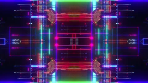 Seamless Abstract Hi-Tech Glitch Geometric Pattern Cyberpunk Visual Motion Stock Footage 315416385
