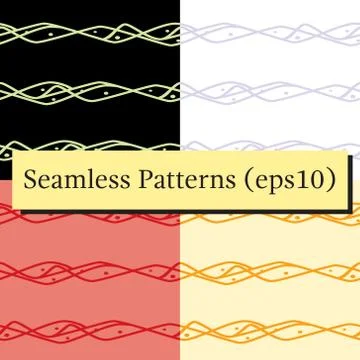 Seamless abstract horizontal lines pattern background set Stock Illustration