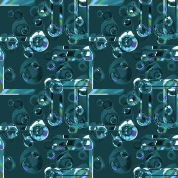 Seamless abstract intricate circles pattern dark green turquoise purple Stock Illustration