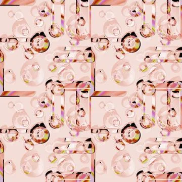 Seamless abstract intricate circles pattern pink light brown overlaying イラスト素材