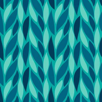Seamless abstract leaf pattern in cool blue and teal tones Stock Illustration