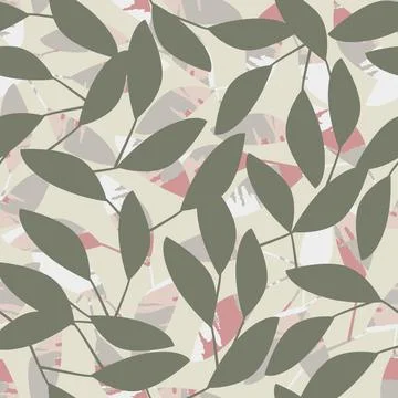 Seamless abstract leafs pattern background , greeting card or fabric Stock Illustration