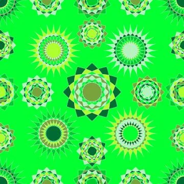 Seamless of abstract light green and light yellow round figures and shapes Stock Illustration