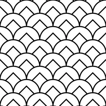 Seamless abstract linear fish scale texture. asian traditional ethnic illustr Stock Illustration