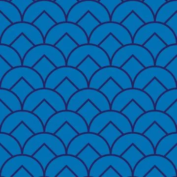 Seamless abstract linear fish scale texture. asian traditional ethnic illustr Stock Illustration