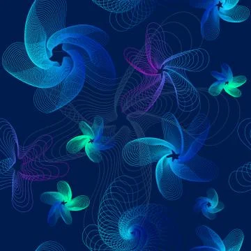 Seamless abstract linear pattern on a dark blue background Illustrazione stock