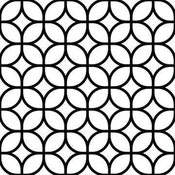 Seamless abstract linear pattern with rounded square. black and white texture Stock Illustration