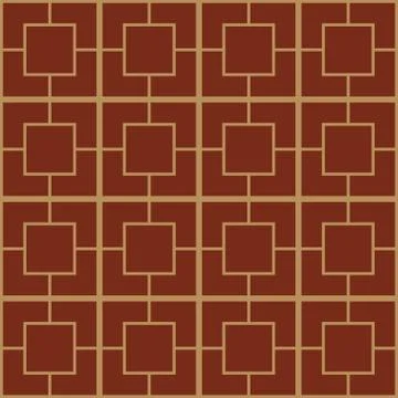 Seamless abstract linear square grid indian art ornamental pattern. Stock Illustration