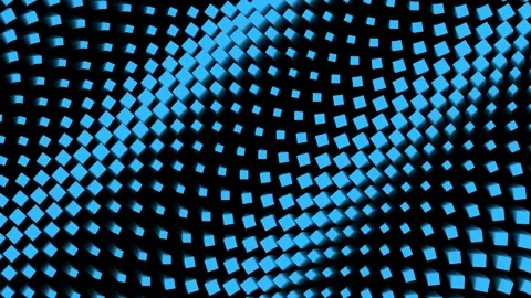 Seamless abstract loop with dynamic waves of light blue neon squares Vídeos de archivo 334338263