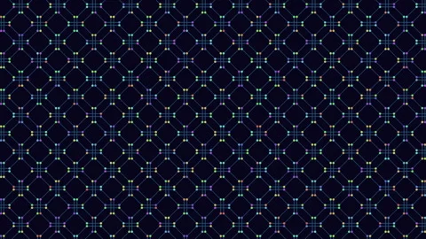 Seamless abstract molecular network pattern with colorful nodes on dark Stock Footage 333170626