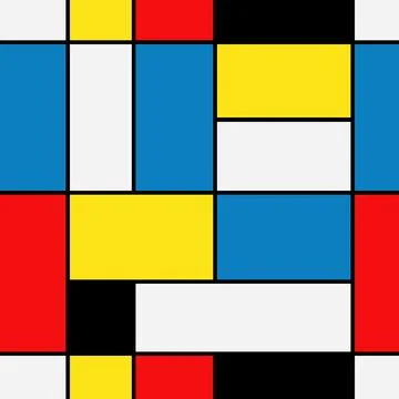 Seamless abstract mosaic pattern. Piet Mondrian emulation . Stock Illustration