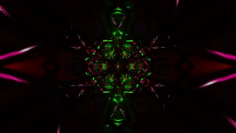 Seamless Abstract Neon Mandala With Rotating Geometric Animation Stock Footage 327443408