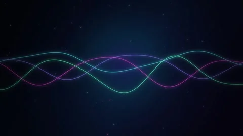 Seamless Abstract Neon Waves Flowing on Dark Background Stock Footage 341507729