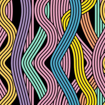 Seamless abstract noodle wave vector pattern. 스톡 일러스트