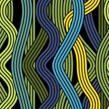 Seamless abstract noodle wave vector pattern. イラスト素材