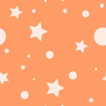 Seamless abstract orange pattern with simple star. Vector illustration Stock Illustration