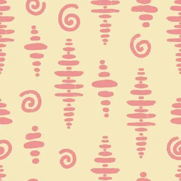 Seamless Abstract Organic Texture Pattern with Hand Drawn Stripes and Spirals Stock Illustration