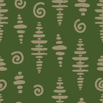 Seamless Abstract Organic Texture Pattern with Hand Drawn Stripes and Spirals Stock Illustration