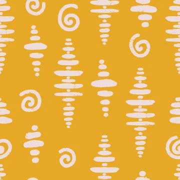 Seamless Abstract Organic Texture Pattern with Hand Drawn Stripes and Spirals イラスト素材