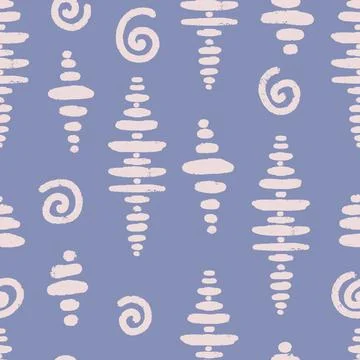 Seamless Abstract Organic Texture Pattern with Hand Drawn Stripes and Spirals Stock Illustration