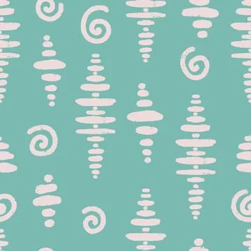 Seamless Abstract Organic Texture Pattern with Hand Drawn Stripes and Spirals Stock Illustration