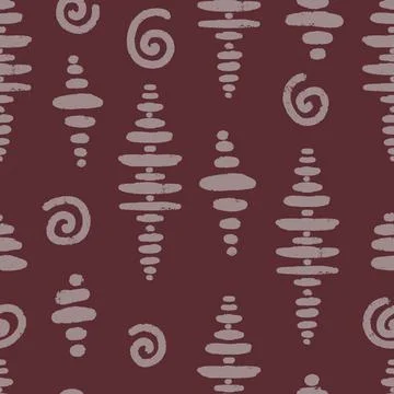 Seamless Abstract Organic Texture Pattern with Hand Drawn Stripes and Spirals Illustrazione stock