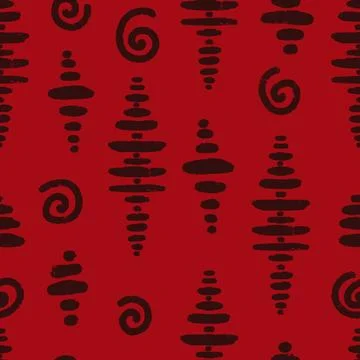 Seamless Abstract Organic Texture Pattern with Hand Drawn Stripes and Spirals Stock Illustration