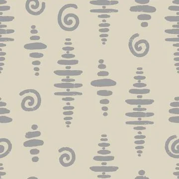Seamless Abstract Organic Texture Pattern with Hand Drawn Stripes and Spirals 스톡 일러스트