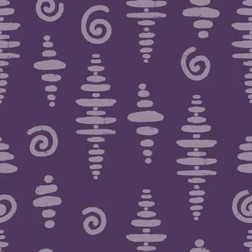 Seamless Abstract Organic Texture Pattern with Hand Drawn Stripes and Spirals Stock Illustration