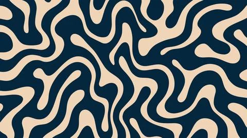 Seamless abstract organic wavy pattern background in navy blue and beige colors 스톡 일러스트