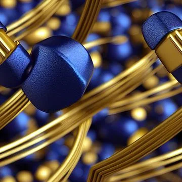 Seamless abstract parallel straight and curved lines, dark blue and gold Stock Illustration