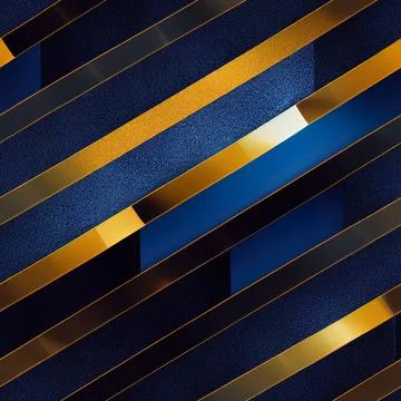 Seamless abstract parallel straight and curved lines, dark blue and gold Stock Illustration