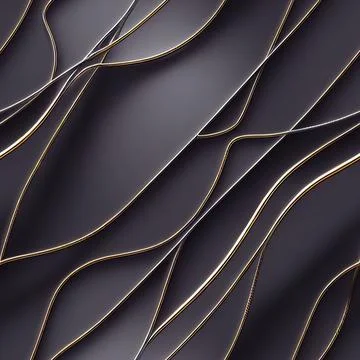 Seamless abstract parallel straight and curved lines, dark blue and gold Ilustración de archivo