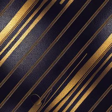 Seamless abstract parallel straight and curved lines, dark blue and gold Illustrazione stock