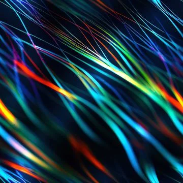 Seamless abstract parallel straight and curved lines and glowing streaks. Ele Stock Illustration