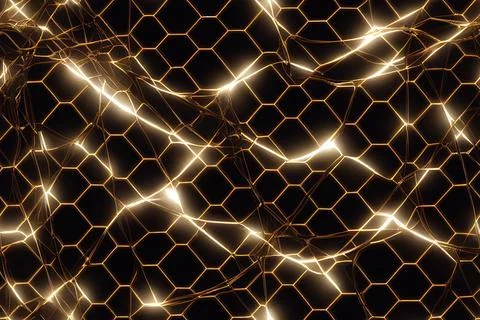 Seamless abstract parallel straight and curved lines and glowing streaks. Ele Stock Illustration