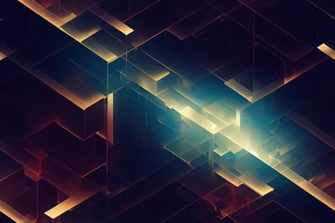 Seamless abstract parallel straight and curved lines and glowing streaks. Ele Stock Illustration