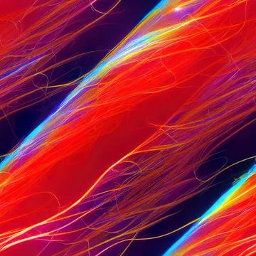 Seamless abstract parallel straight and curved lines and glowing streaks. Ele Stock Illustration
