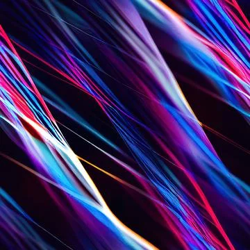 Seamless abstract parallel straight and curved lines and glowing streaks. Ele Stock Illustration