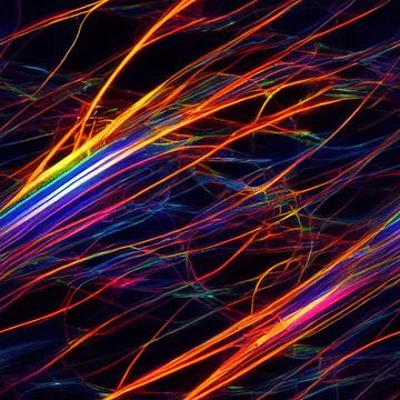 Seamless abstract parallel straight and curved lines and glowing streaks. Ele Illustrazione stock