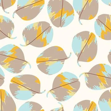 Seamless abstract pastel leafs pattern background , greeting card or fabric Stock Illustration
