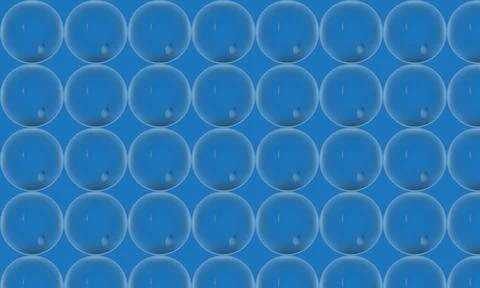 Seamless Abstract Pattern of 3D Blue Bowling Balls on Bright Blue Background Illustrazione stock
