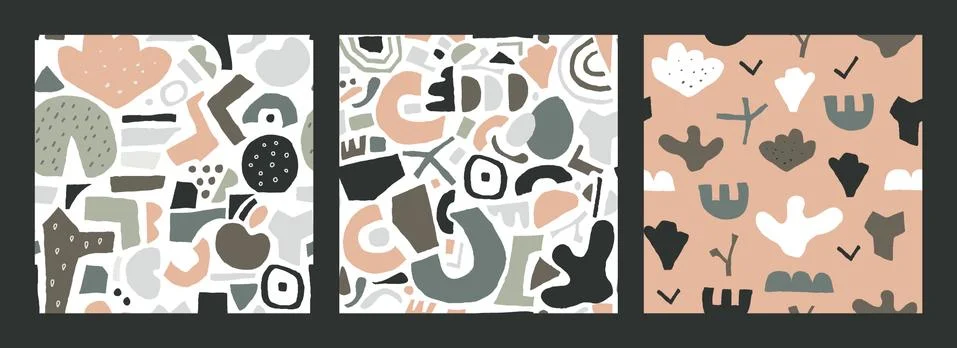 Seamless abstract pattern. Abstract modern background, doodle art collage with Stock Illustration